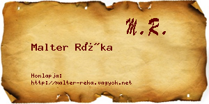 Malter Réka névjegykártya